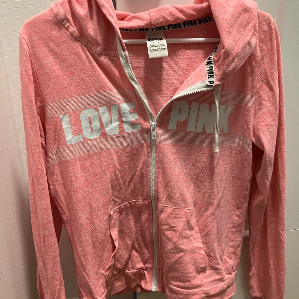 VS Pink lightweight zip up hoodie